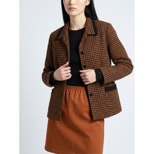 Vintage Weekenders Brown Houndstooth Skirt Set Blazer Mini Skirt 2‎ Piece Medium